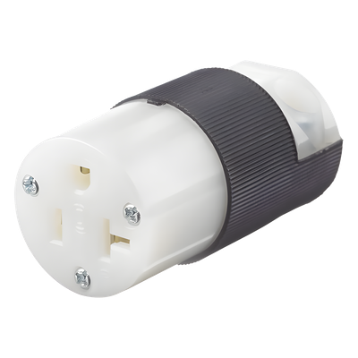 Conector Entrada Recta/ 20 A 125V/ 2 Polos 3 Hilos/ Nema 5-20 R/ Grado Industrial- Comercial / Color Negro-Blanco.