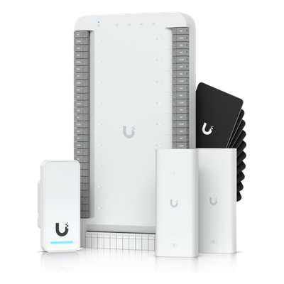 Kit de Inicio para Ascensor UniFi Access / PoE para Selección de Piso / Hasta 18 Pisos / Incluye Elevador Hub / G2 Lector / 2 Extensores PoE / 10 Tarjetas de Acceso / Interior y Exterior / NDAA Cum