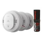 Kit de Detectores de Humo Autónomos / 20 Piezas / Fotoeléctrico / Batería 10 Años / 85 dB / Probador Incluido