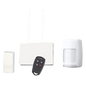 Kit inalámbrico con receptor, contactos magnéticos, detector de movimiento PIR y control remoto de 4 botones para panel de alarma Honeywell serie Vista