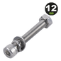 1 Tornillo Allen Milimétrico de Acero Inoxidable  M8-1.25 x 12/ Con 1 Tuerca, 1 Arandela de Presión y 1 Plana / Para Montajes de Módulos Foto Voltaicos .