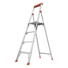 Escalera de Aluminio / 4 Peldaños / 1.8 m (5.9 ft) / Plataforma con Bandeja / Diseño Compacto