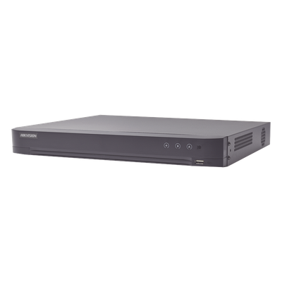 DVR 16 Canales TURBOHD + 16 Canales IP / 8 Megapixel (4K) / Audio por Coaxitron / ACUSENSE / Reconocimiento Facial / 2 Bahías de Disco Duro / Salida de Video en 4K / H.265+