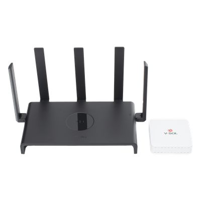 Kit 3 ONU Bridge V-Sol, Dual GPON/EPON con Router Home Mesh Ideal para distribuciones WISP de mayor cobertura Wi-Fi en Hogares y Oficinas