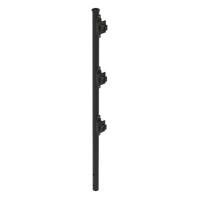 Poste de Paso Negro de 0.75m para Cerca Electrificada. Tubo Galvanizado cal. 18 de 1\"Diam. con Tapón y 3 Aisladores Instalados.