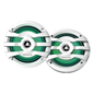 Par de altavoces fabricados en grado marinos en rejilla color blanco de 6.5\" con iluminación led,  potencia máxima de 260 W