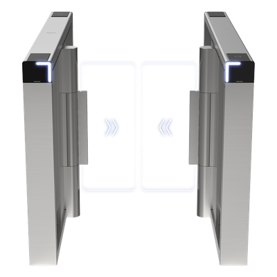 Torniquete Swing PREMIUM / Iluminación LED / 12,000,000 Ciclos MCBF / Incluye Lectores de Tarjeta y Panel de Acceso / 14 Pares de IR / Carril de 90 cms / Compatible con Reconocimiento Facial / Incl