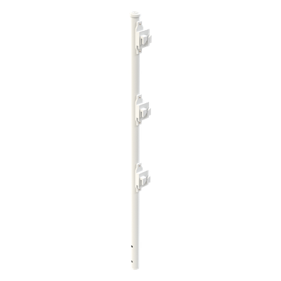 Poste de Paso Blanco de 0.75m para Cerca Electrificada. Tubo Galvanizado cal. 18 de 1\"Diam. con Tapón y 3 Aisladores Instalados.