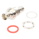 Adaptador Coaxial / Doble BNC Hembra / Montaje Chasis Hermético / D-Plano Frontal o Trasero / 50 Ω / Cuerpo Niquelado / Contacto Oro