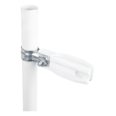 Aislador de Paso o Esquina Blanco con Abrazadera / 33-38 mm / Resina Virgen 100% / Anti-Arqueo / Tubería de Malla Ciclónica