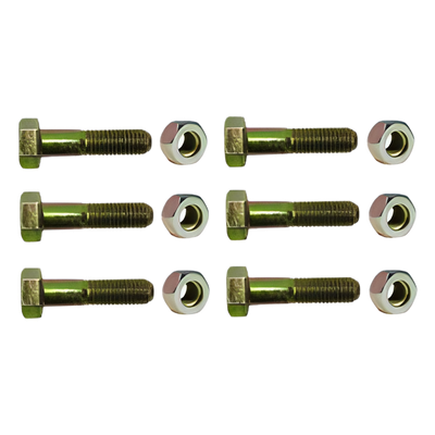 Paquete de 6 Tornillos Grado 5 con Tuercas Tropicalizadas de 3/8\" x 2\".