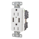 Contacto Dúplex con USB / 15A / 125V / 2P 3H / NEMA 5-15R / 14-10 AWG / Blanco