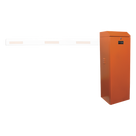 Barrera vehicular izquierda / Soporta brazo de hasta 3 m / Apertura en 1.5 s /Final de carrera ajustable por programación / Movimiento fluido / Diseño elegante color naranja