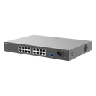 ONU/Switch PoE+ Híbrido Capa 2 / 16 Puertos 1000BASE-T / 1 Puerto PON 1G SC/UPC / 240W PoE+ / 34 Gbps / 6 kV Protección / 12.99 x 9.02 x 1.73 in.