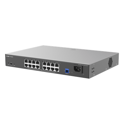 e-Lighten ONU / Switch PoE+ Hibrido, Capa 2 con un Puerto PON 1G SC/UPC y 16 Puertos Ethernet PoE+ 1G hasta 240 Watts y 100 Clientes