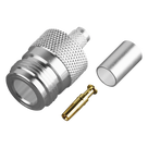 Conector RF Tipo N Hembra / Anillo Plegable / Contacto Oro / Cuerpo Plata / Aislante Teflón / Para Cable Proflex y Grupo P