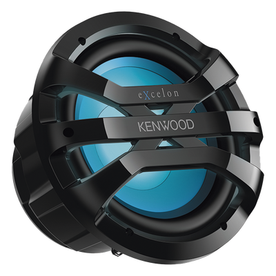 Subwoofer excelon motorsport de 10\" fabricado en rejilla color negro, cuenta con iluminación Led ajustable vía RF