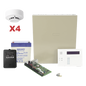 Kit de panel de control antirrobo VISTA-48LA con teclado-receptor inalámbrico 6160RF, gabinete, batería, transformador y 4 detectores de humo