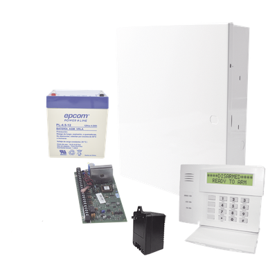 Kit de panel de alarma cableado VISTA-48LA con teclado de 4 zonas integradas, batería y transformador