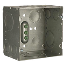 Caja de Conexión Cuadrada / Acero Soldado / 4.69 x 4.69 in / Profundidad 3-1/4 in (82.55 mm) / 66.7 in³ / Entradas 1/2\" a 2\" / UL Listed