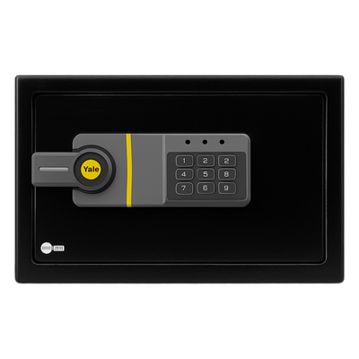 Caja Fuerte Electrónica Residencial / Sistema de Apertura por Código 3-8 Dígitos / Llave de Emergencia / Bloqueo de Seguridad 5 Minutos / Indicadores LED / Alimentación 4 Pilas AA / Garantía 1 Año