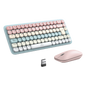Paquete de Teclado y Mouse | 85 teclas en Español | Bluetooth y 2.4GHz |  Mouse Ambidiestro  | Sensor de DPI ajustable | Efectos de Iluminación del Teclado | Amplia compatibilidad | Color Rosa.