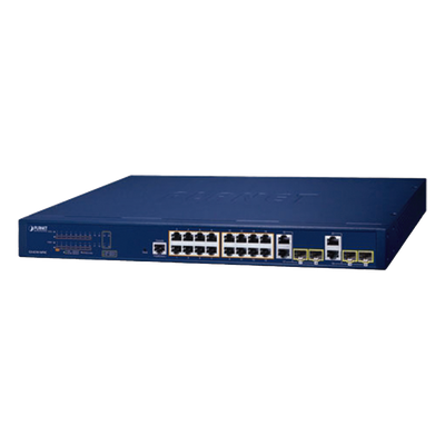 Switch Administrable PoE  Capa 2 de 16 Puertos 10/100/1000 Mbps 802.3af/at, 4 Puertos SFP Gigabit, Hasta 240 W
