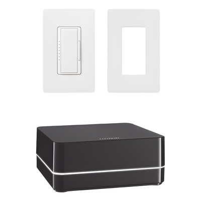 Kit de control de iluminación RA2 Select con repetidor principal, atenuador de 600 W (150 W LED) y placa Claro, control desde la app Lutron y asistentes de voz