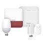 (AX PRO) KIT de Alarma AX PRO con GSM (3G/4G) / Incluye: 1 Hub con bateria de respaldo / 2 Sensores PIR / 3 Contactos Magnéticos mini / 1 Control Remoto / 1 Sirena estrobo Roja Inalambrica Exterior