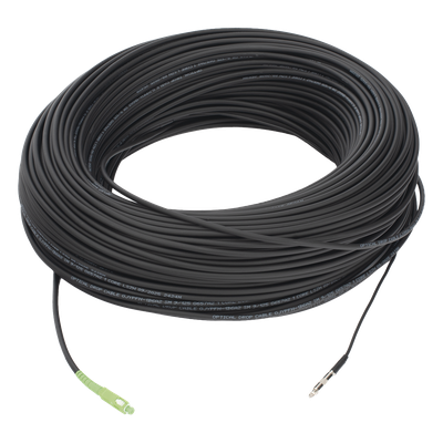 Rollo de Fibra Óptica Drop Redonda G657A2 Monomodo Simplex de 200 Metros con Conectores SC/APC-SC/APC para Instalaciones Aéreas, Subterráneas o a la Intemperie