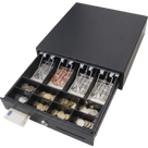 Cajón de Efectivo / Compacto 330 mm / 4 Billetes + 8 Monedas / Apertura RJ11 / Cerradura con Llave / Punto de Venta