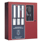 Centro de Comando de Emergencia / 50 W Ampliable a 100 W / 8 Circuitos de Entrada / 14 Mensajes Grabados / Micrófono Supervisado / Listado UL 2572 y UL 864