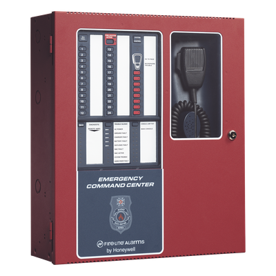 Centro de comando de emergencia para voceo y evacuación por voz, 50 W ampliable a 100 W, 8 circuitos de entrada