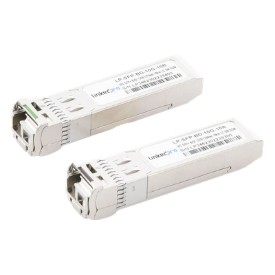 Transceptores Ópticos Bidireccionales SFP+ (Mini-Gbic) / Monomodo 1270 & 1330 nm / 10 Gbps / 10GBASE-BX / Conector LC/UPC Simplex / DDM / Hasta 10 km / 2 Piezas