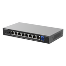 ONU/Switch PoE+ Híbrido / 1 Puerto PON 1G SC/UPC / 8 Puertos Ethernet 1G / 120W PoE+ / 18 Gbps / 7.95 x 4.25 x 1.10 in