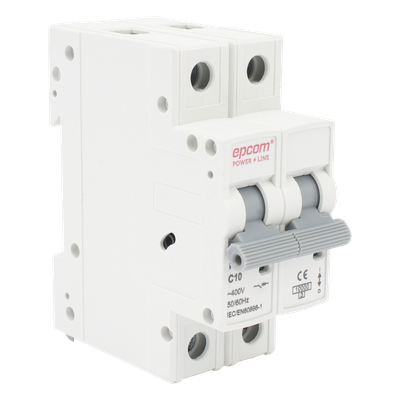 Protección Térmica/ Interruptor 2P, 10 A,  Corriente Alterna  400 Vca para Aplicación Fotovoltaica Montaje Riel DIN