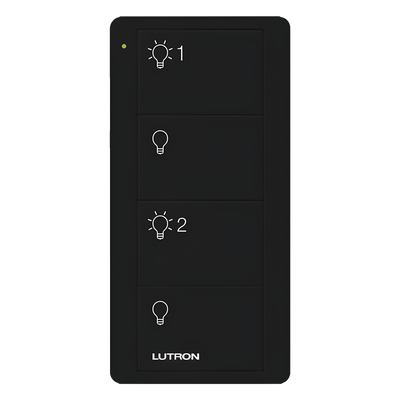 Control Pico inalámbrico de 4 botones color negro para encender y apagar 2 grupos de luces, compatible con Caseta Wireless, RA2 Select, RadioRA 2 y HomeWorks QS