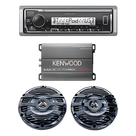 Kit de estéreo marino con Bluetooth / Amplificador Clase D 400W / Bocinas resistentes al agua 50W RMS / Pantalla 255 segmentos