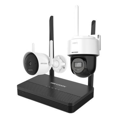 Kit IP Inalámbrico / 2 Megapixel / NVS 4 Canales / 2 Cámaras Wi-Fi / Dual Light 30 m (98.4 ft) / Audio Bidireccional / 97° HFOV