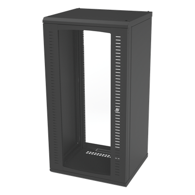 Gabinete para Montaje en Pared, Puerta de Cristal Templado, Cuerpo Fijo con Rack 19\" de 24 Unidades