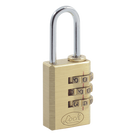 Candado de Combinación / Cuerpo Latón 20 mm / Gancho 3 mm / 3 Pasos de Seguridad / Nivel 3 / Discos Programables