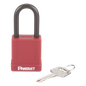 Candado de Bloqueo LOTO de Seguridad Dieléctrico, Con Llave Única, Diámetro de 6.5 mm, Color Rojo