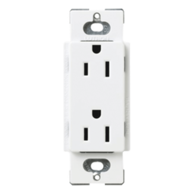Tomacorriente dúplex 15 A 125 V de la línea Claro y Satin Colors en color Snow, para caja de pared estándar, placa se vende por separado