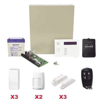 Kit de alarma inalámbrico con panel VISTA-48LA, teclado 6160RF, contactos 5816, sensores PIR y control remoto