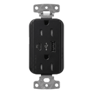 Receptáculo con USB / 15 A 125 V~ / Power Delivery 55 W / USB-A y USB-C / Tamper Resistant / Acabado Satinado Midnight