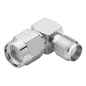 Adaptador en Ángulo Recto de Conector SMA Macho Inverso a SMA Hembra, Níquel/ Oro/ Teflón.