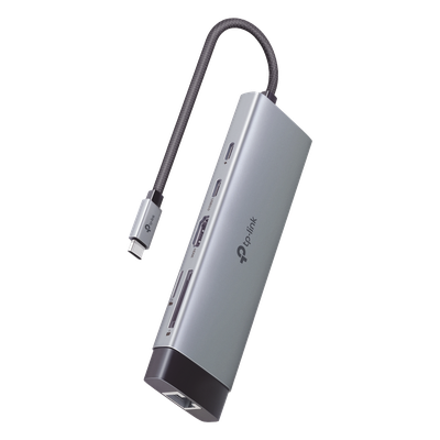 Adaptador HUB 9 en 1, 1 puerto USB-C entrada, 1 puerto HDMI 4K, 1 puerto Ethernet Gigabit, 1 puerto SD y MicroSD, 1 puerto USB-C y 3 puertos USB-A