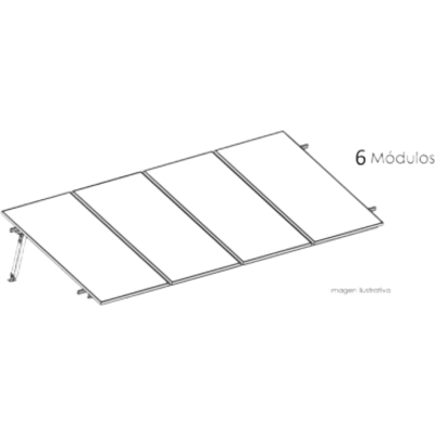 Estructura de Montaje Fotovoltaico / Losa Plana / Configuración 1x3 / Viento 170 km/h / Inclinación 10° / Rieles E-O 3.55 m (11.65 ft) / Rieles N-S 2.14 m (7.02 ft) / Altura 0.52 m (1.71 ft) / Área