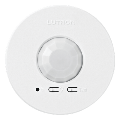 Sensor de ocupación y vacancia inalámbrico de techo, PIR 360°, cobertura de 30.2 a 62.4 m², a batería, compatible con RadioRA 2, RA2 Select, RadioRA 3 y Vive