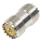 Adaptador Coaxial Barril / UHF Hembra SO-239 a UHF Hembra SO-239 / Montaje en Línea / Cuerpo Bronce Niquelado / Contacto Plateado